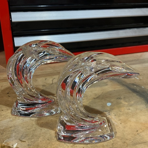 Vintage Gorham Crystal Wave Candlestick Holder Pair - Picture 3 of 7